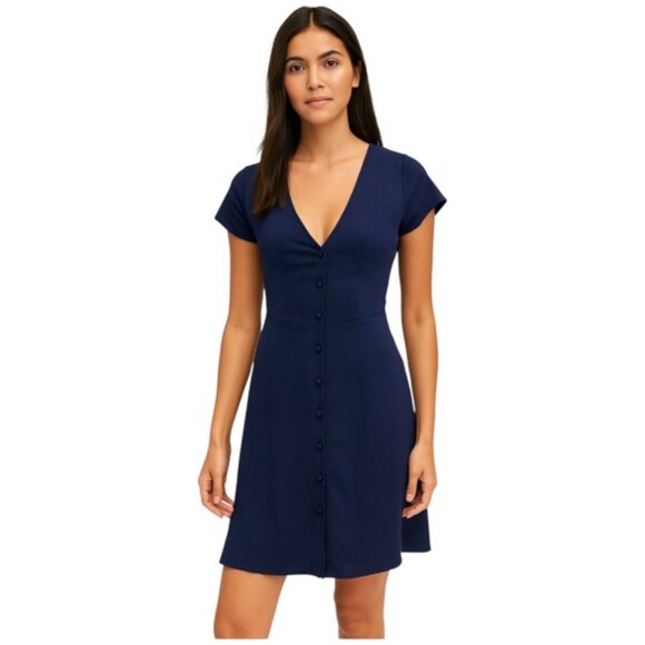Wilfred Dresses & Skirts - Wilfred Aritzia Size 6 Nazaire Navy V Neck Short Sleeve Dress
